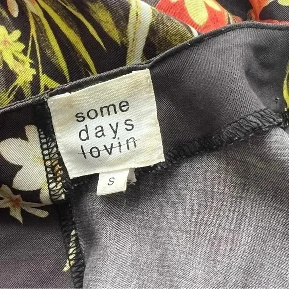 Some Days Lovin Botanic Floral Print Swing Dress Brown Sz S - Picture 9 of 14